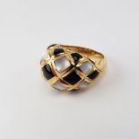 14K 'KBN' Onyx & Mother of Pearl Ring