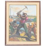 Signed 1964 Painting, "The Laborers"