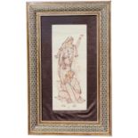 Framed Mughal Painting of Man and Woman