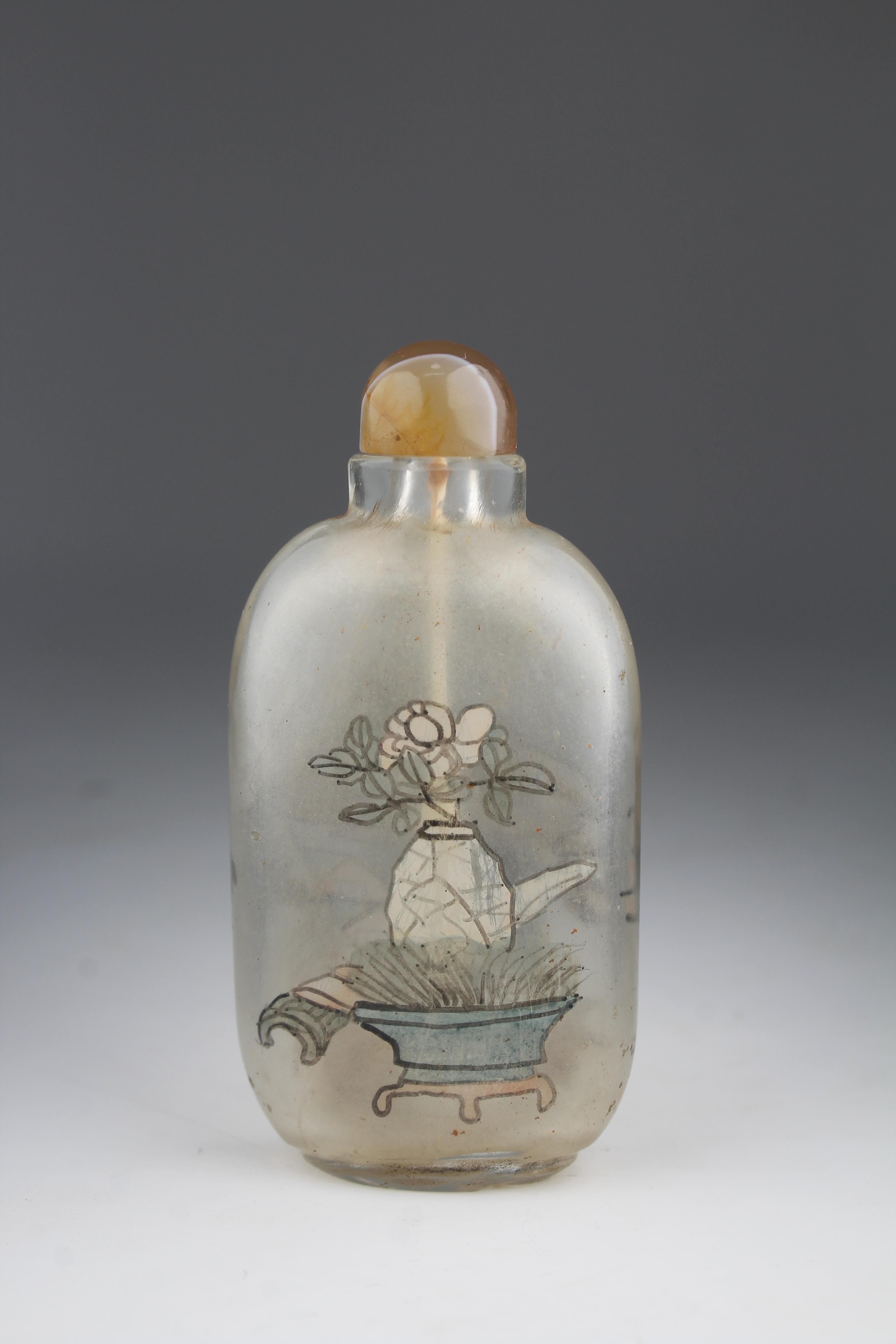 19th C Chinese Interior Painted Glass Snuff Bottle - Image 2 of 5