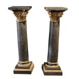 Pair, Large Neoclassical Marble Overlay Pedestals