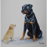 Peter Barrett (B. 1935) "Rottweiler & Golden"