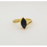 14K Gold Sapphire & Diamond Ring