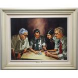 B Stoner Oil Painting of Men Playing Cards
