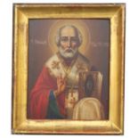 Exhibited 19th C. Russian Icon, "St. Nicholas"