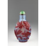 Antique Chinese Red Overlay Glass Snuff Bottle