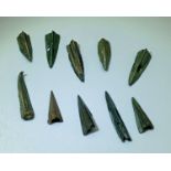 (10) Ancient Bronze Arrowheads, ca.1st C. BC