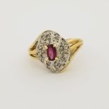 14K Gold Ruby & Diamond Ring