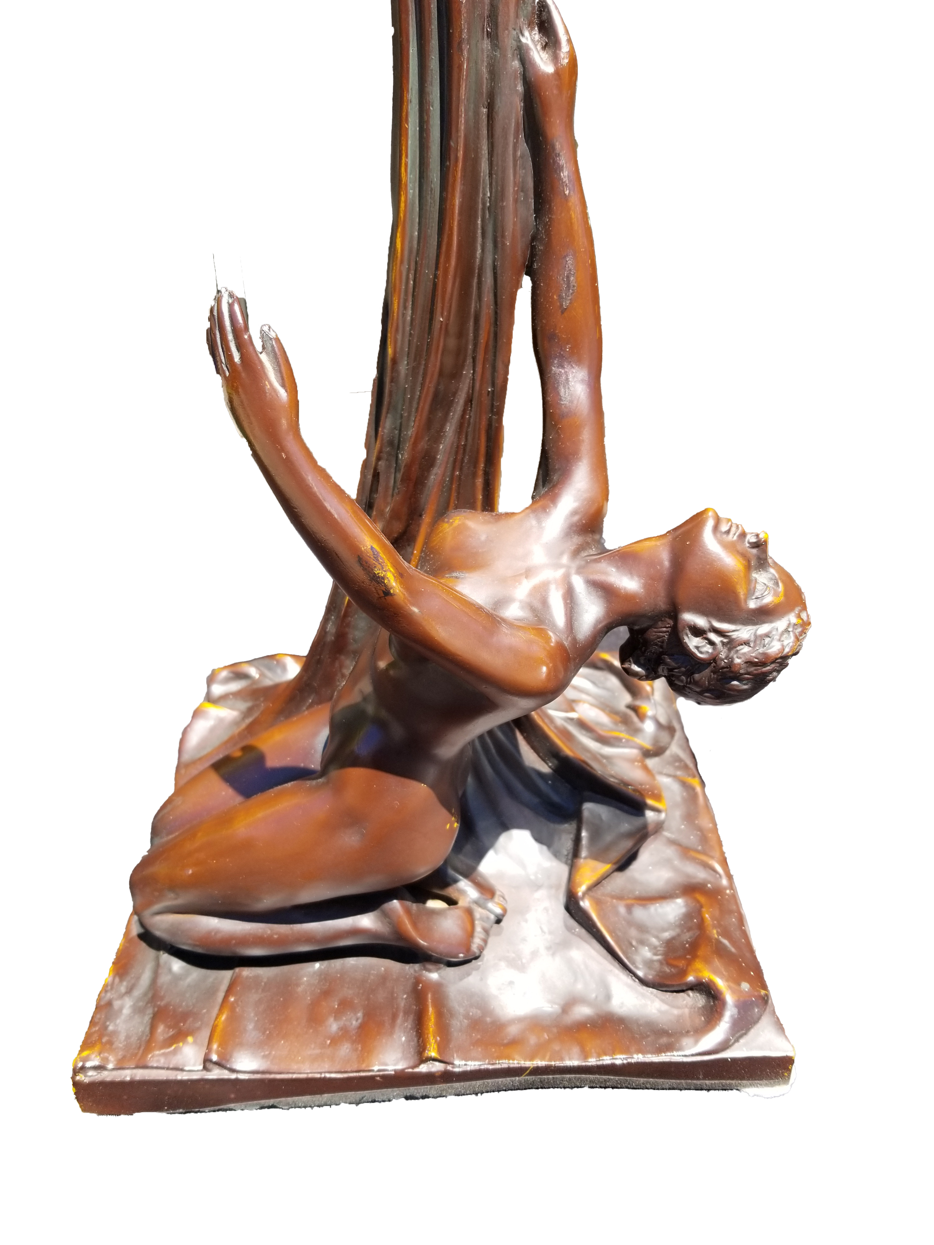 Figural Art Nouveau Style Bronze Lamp - Image 5 of 13