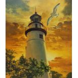 Dennis Lyall (B. 1946) "Lake Erie Lighthouse"