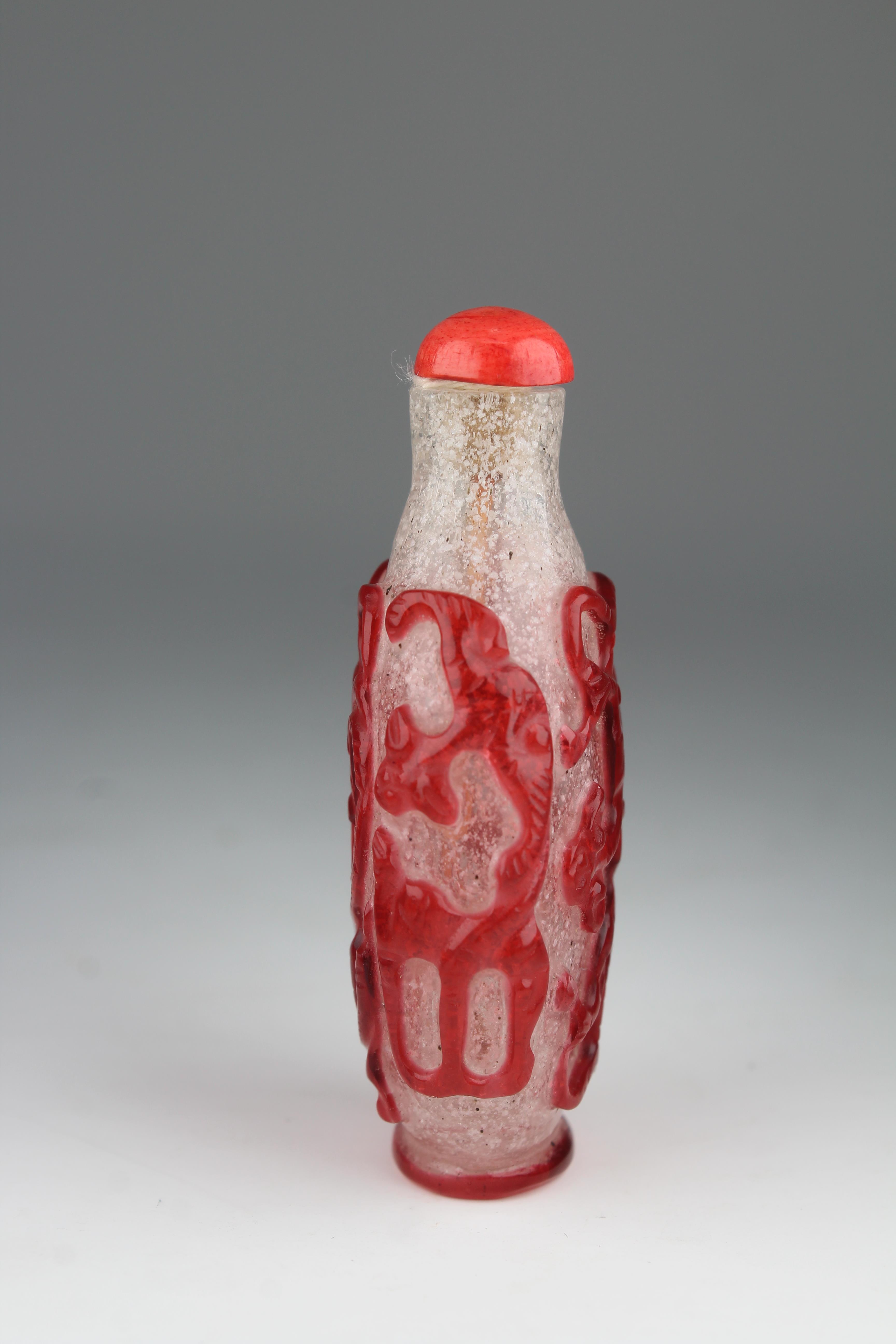 Fine Red Overlay 'Snowflake' Glass Snuff Bottle - Image 2 of 7