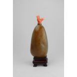 Chinese Nephrite Snuff Bottle on Stand