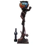 Figural Art Nouveau Style Bronze Lamp