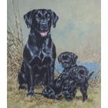 Roger Cruwys (B. 1938) Black Labrador Retrievers