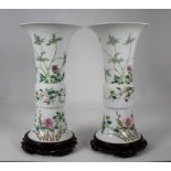 Pair of Signed Chinese Porcelain Floral Vases