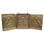 Exhibited 18th C. Brass Russian Icon Triptych