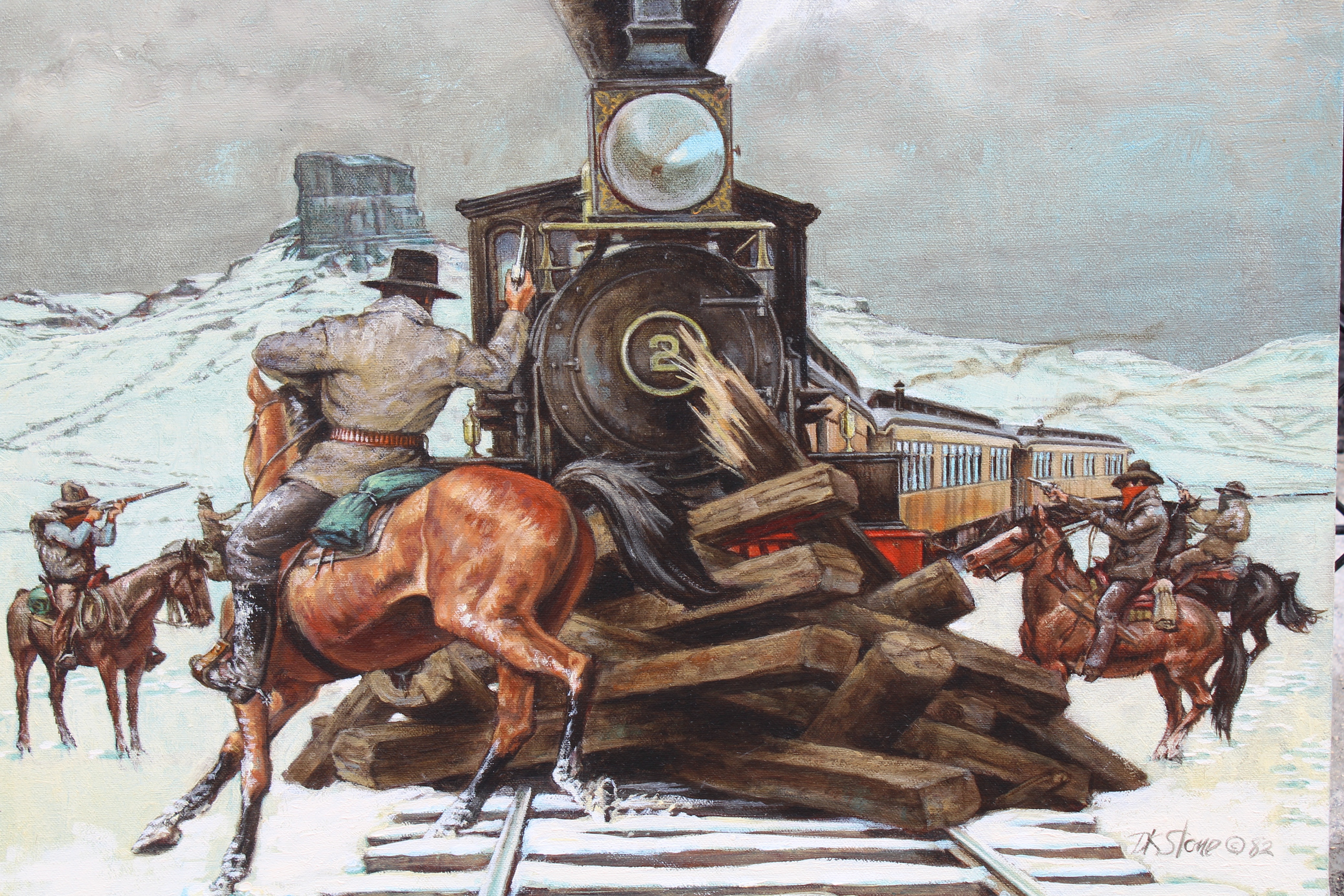 David K. Stone (1922 - 2001) "Train Robbery" - Image 2 of 5