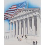 Jim Butcher (B. 1944) Flag over Supreme Court