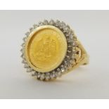 1945 Dos Pesos Gold Coin & Diamond Ring