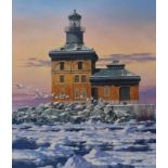 Dennis Lyall (B. 1946) "Great Lakes Lighthouse"