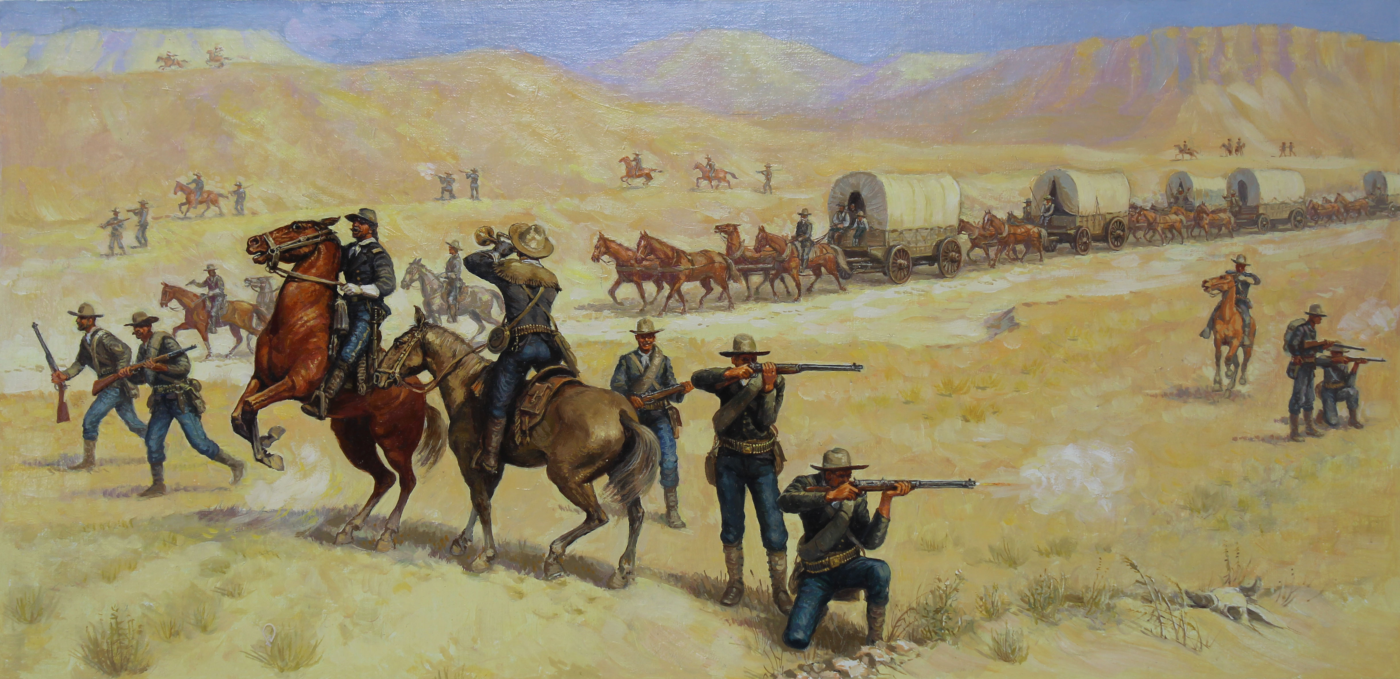 Gherman Komlev (1933 - 2000) Troops Guarding Wagon