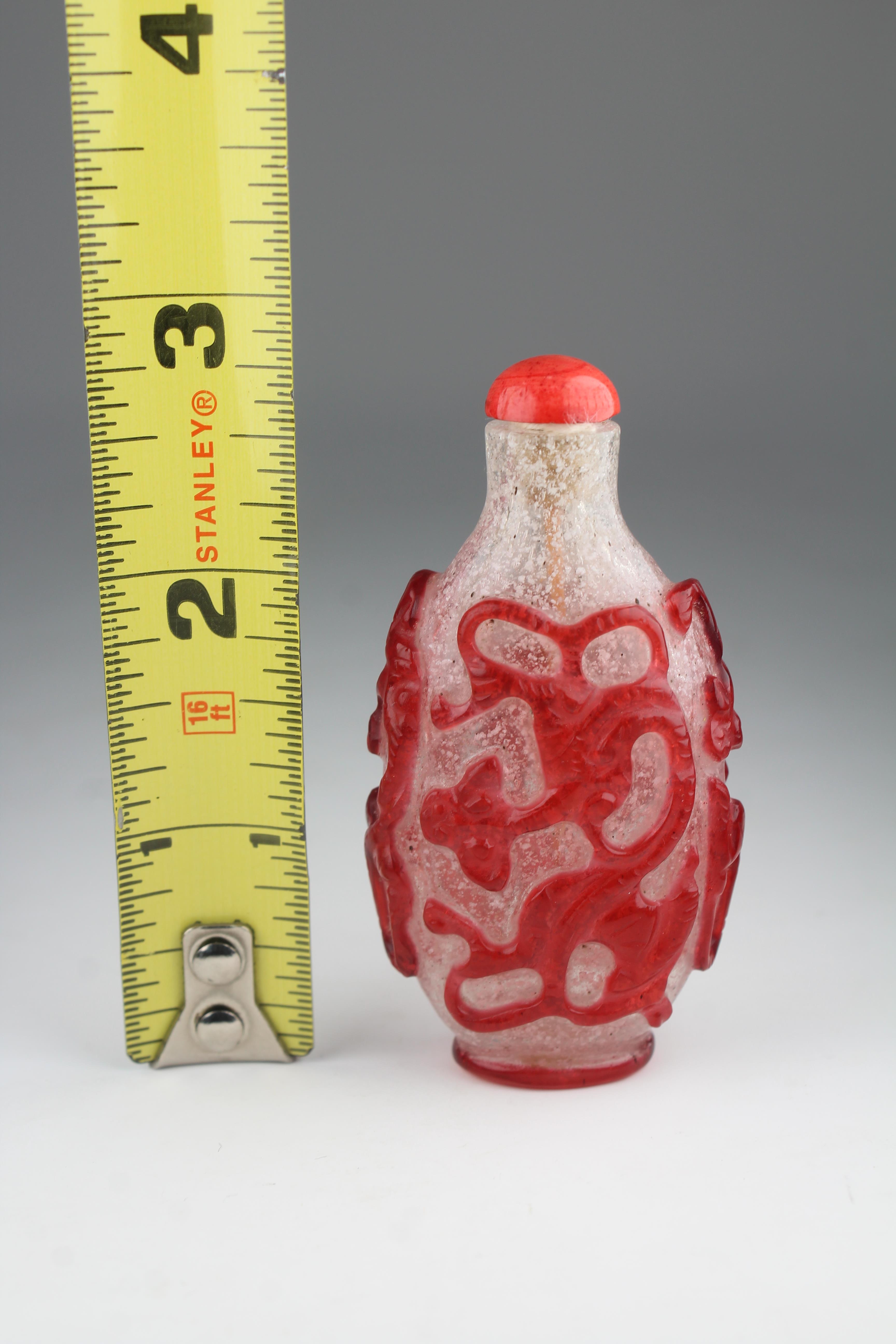 Fine Red Overlay 'Snowflake' Glass Snuff Bottle - Image 6 of 7