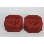 Pair, 19th C. Chinese Cinnabar Boxes. Qing