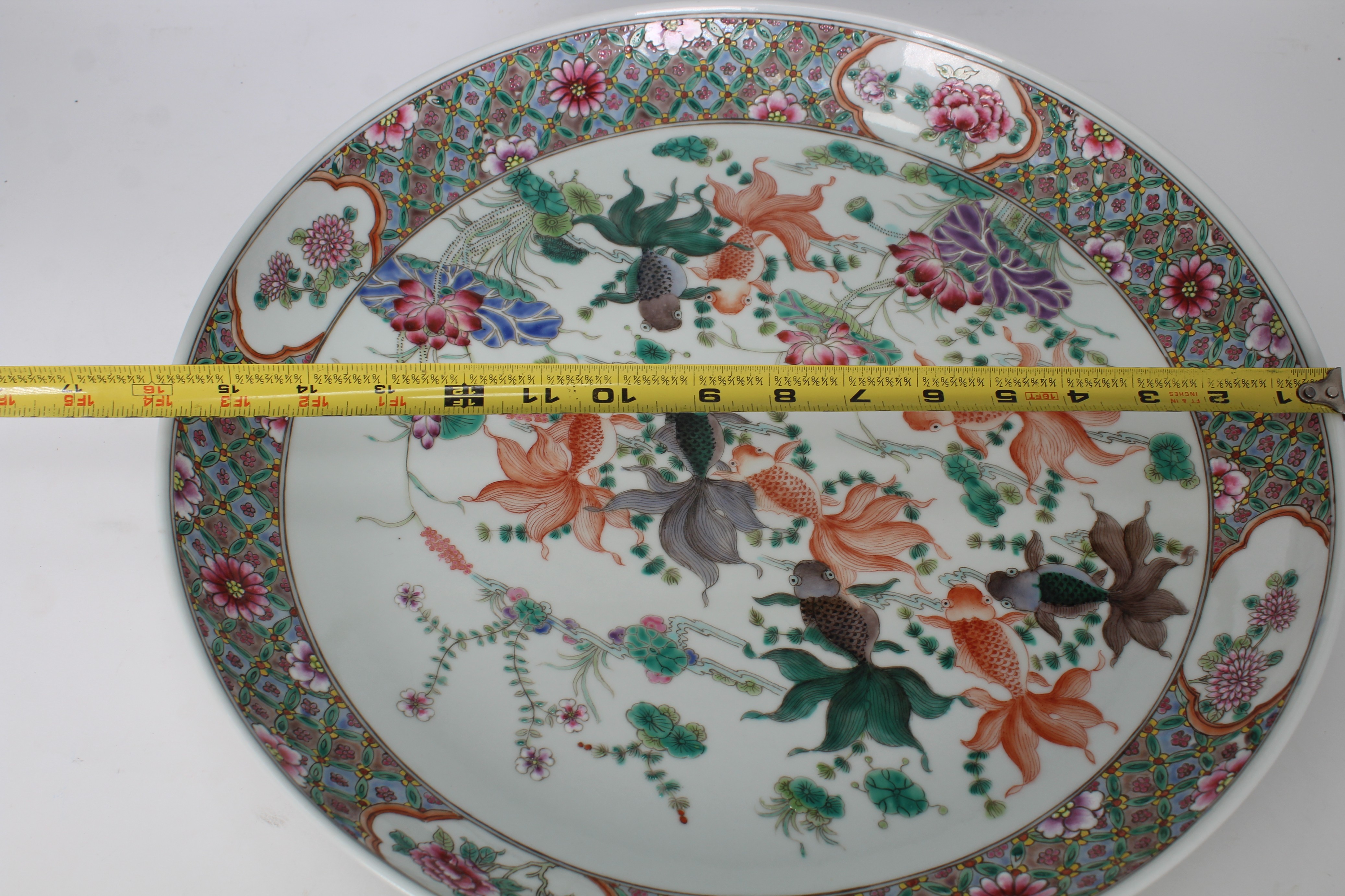 Signed Chinese Porcelain Koi Fish Charger - Image 4 of 4