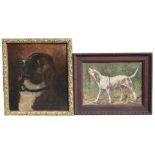 (2) Framed American School Paintings of Dogs