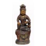 Antique Bronze/Stone Polychrome Buddha Figure