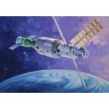 Vladimir Beilin (20th C.) "Mir Space Station"