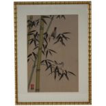 Nisaburo Ito, Framed Japanese Woodblock on Silk. With original galleru label verso. Image Size: 15 x