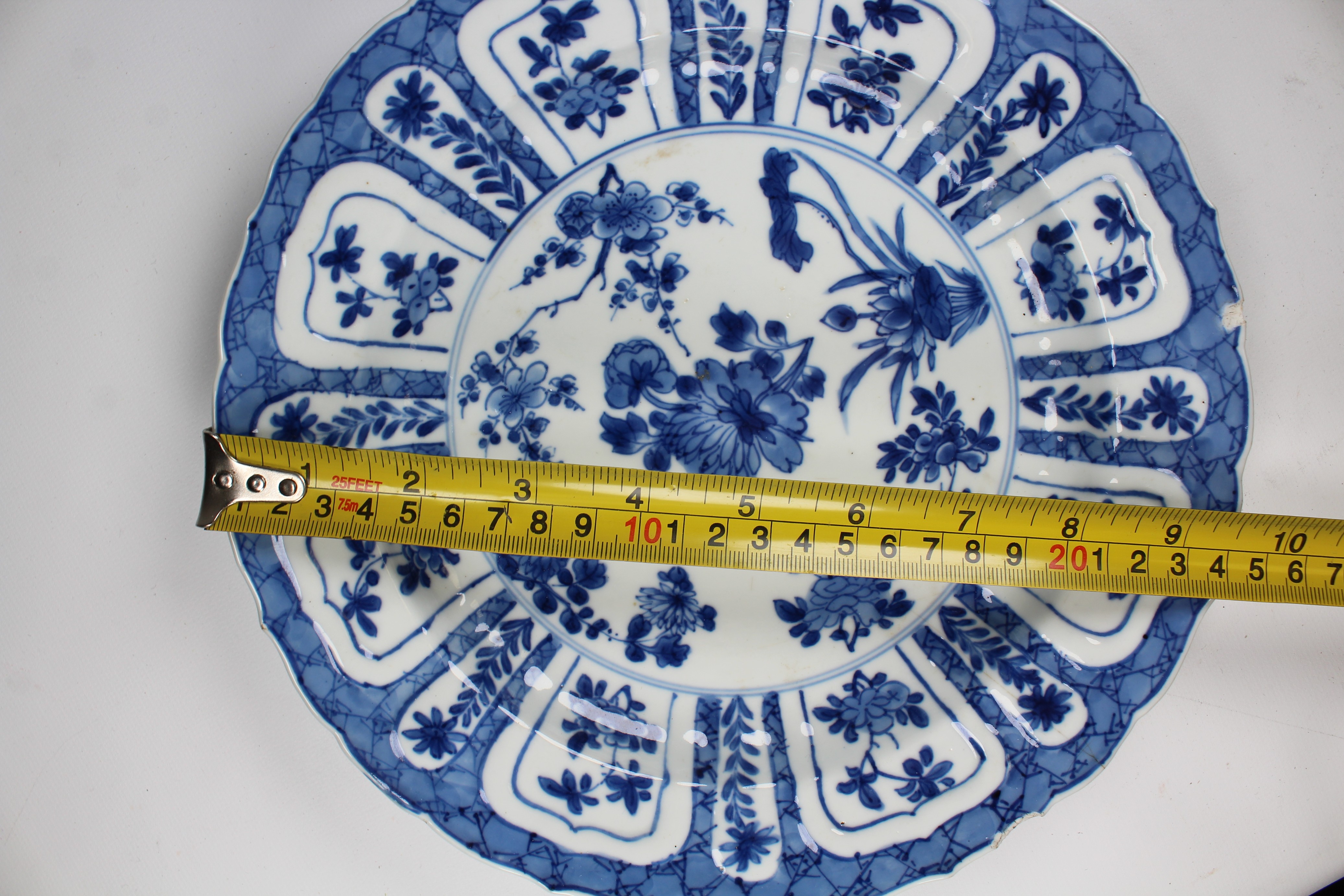 Chinese Kangxi Blue/ White Porcelain Dish. Signed with six character mark on bottom side. Areas of - Image 5 of 6