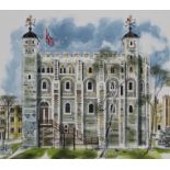 Ronald Maddox (British, B. 1930) "Tower of London" Signed lower left. Original Watercolor painting