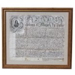 Original Handwritten 17th C. William & Mary Proclamation Document in Latin. Dated 1689 in lower