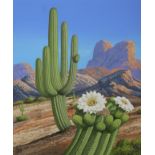 Chuck Ripper (American, B. 1929) "Carnegiea gigantea Cactus" Signed lower left. Original Gouache/