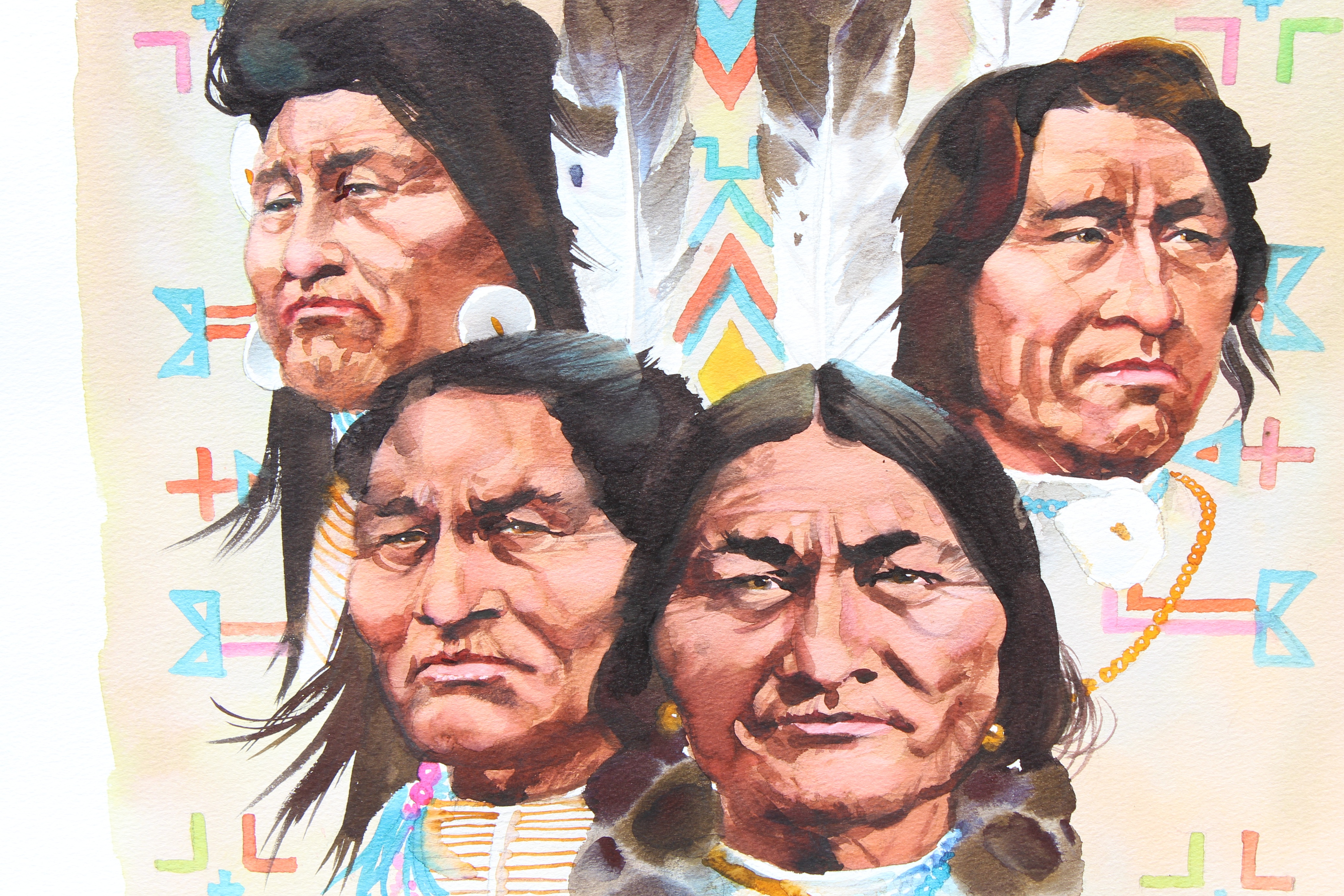 Tom McNeely (Canadian, B. 1935) "Great American Chiefs" Signed lower right. Original Watercolor - Image 2 of 4