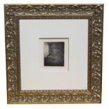 After Rembrandt "Self Portrait Drawing at a Window" Etching. Image Size: 6 x 5 in. Overall Framed