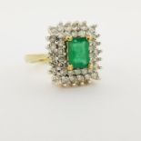 10K Gold Emerald & Diamond Ring. Stamped '10K' inside ring. Total Weight: 3.1 dwt / 4.8 g Ring Size: