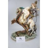 St. George the Dragon Slayer Porcelain Figure. Marked on base. Height: 15.75 in.