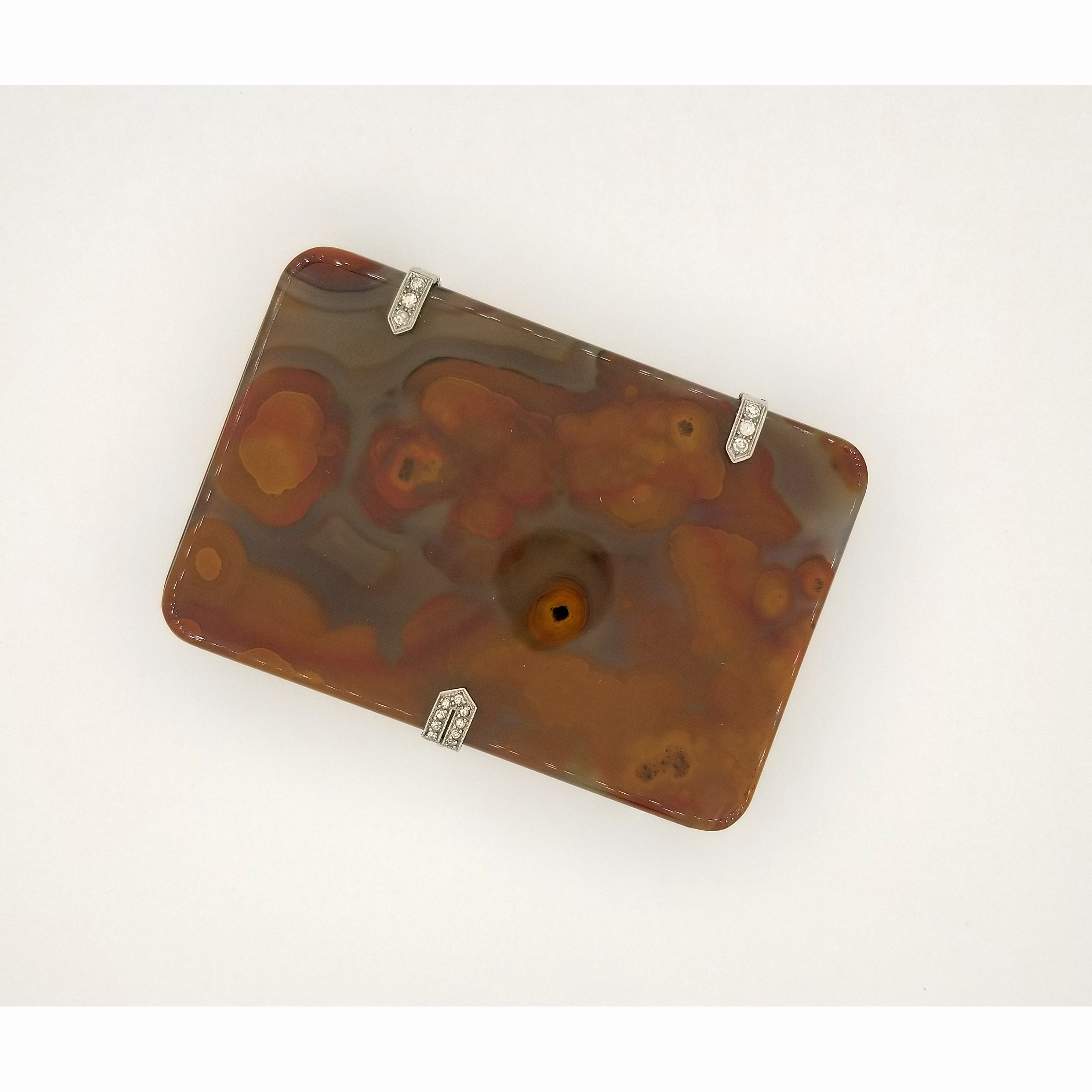 Art Deco Agate/Diamond Set Cigarette Case. Appears to be unmarked. In the style of Cartier. Total - Image 4 of 7