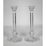 (2) Towle Glass Candlesticks. Height: 10 in.