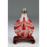 Likely Imperial, Important Chinese Red Overlay Glass Snuff Bottle. Likely imperial glasswork,