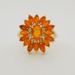 14K Gold & Orange Semi-Precious Stone Star Ring. Stamped '14K' inside band. Total Weight: 2.8