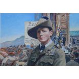 Brian Sanders (British, B. 1937) "Winston Churchill, War Correspondent 1899-1900" Original Oil on