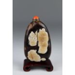 Rare 18th C. Chinese Soapstone Snuff Bottle The shape conforming to the natural contours of the