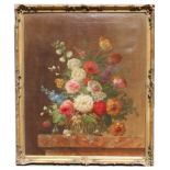 Signed lower left. Oil on Canvas. Late 19th century. Depicting an elegant bouquet of flowers.