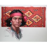 Tom McNeely (Canadian, B. 1935) "Young Navajo Man" Signed lower left. Original Watercolor painting