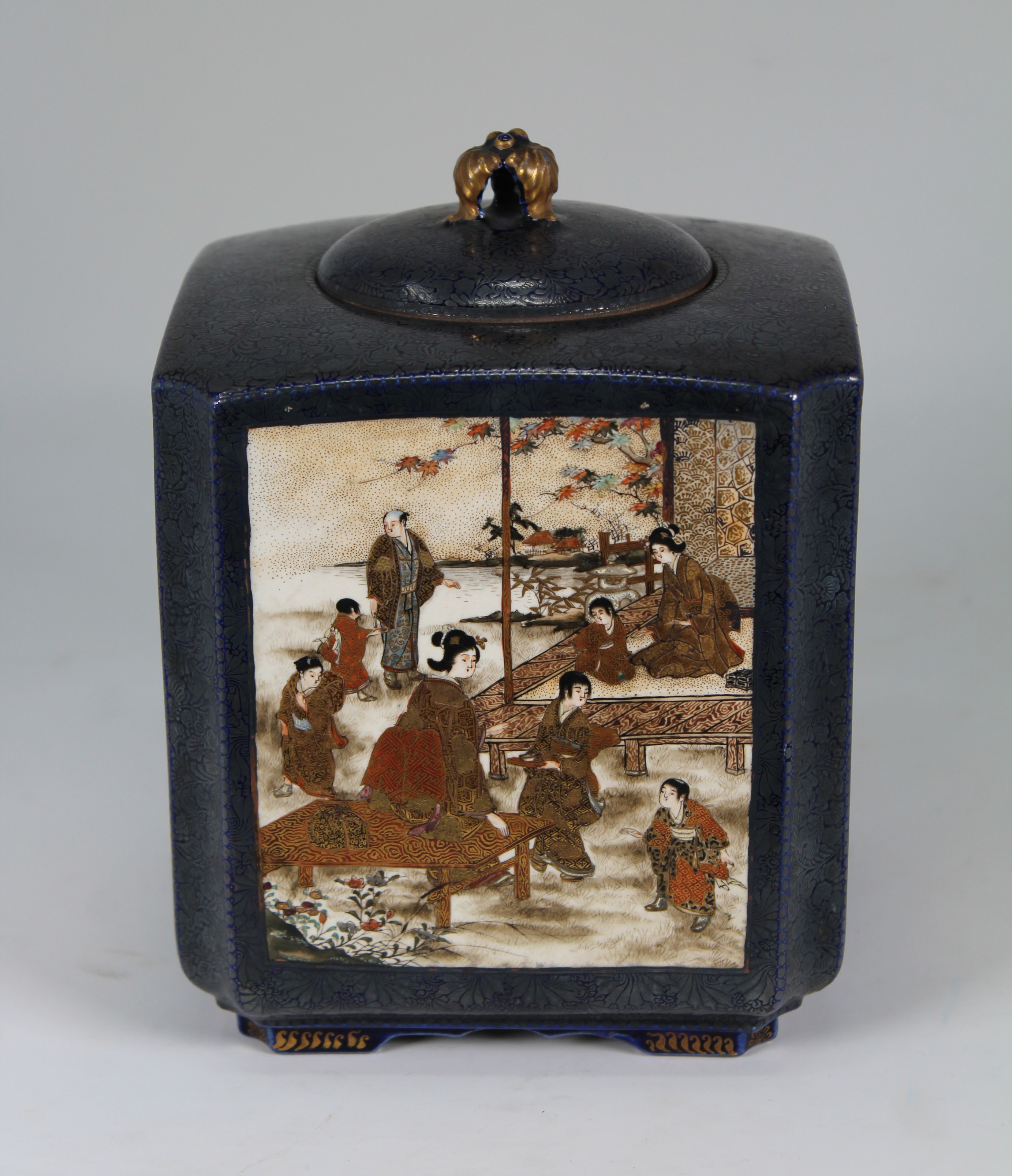 Kinkozan, Signed Japanese Meiji Period Satsuma Porcelain Vase. Signed on base. With all four sides