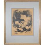 Buell Whitehead (FL. 1919 - 1993) Etching. Signed in pencil lower right. Titled "Wild Boar and Dogs"